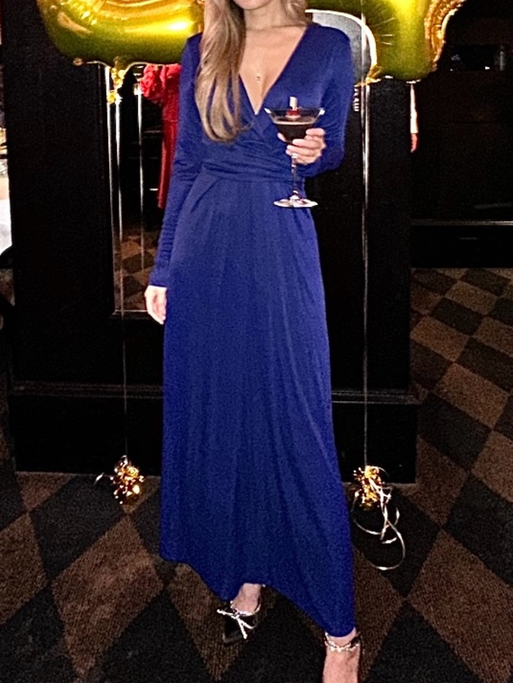 BCBGMaxAzria Long Sleeve Maxi Wrap Dress